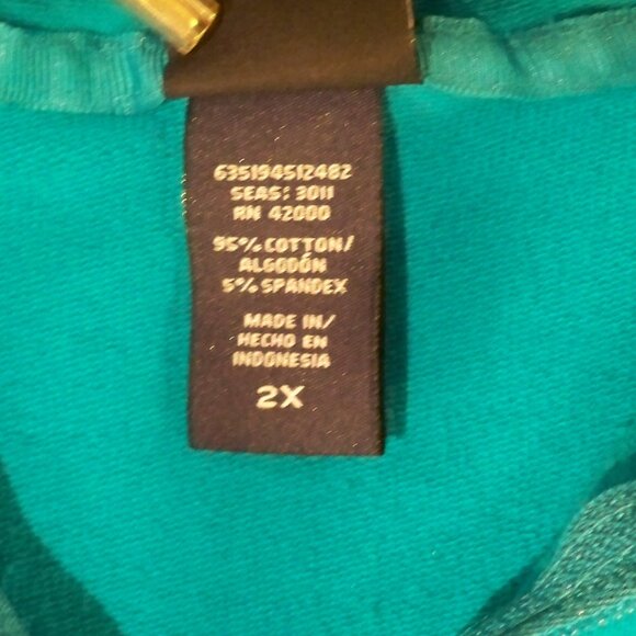 Basic Editions, Zip Up Blue Hoodie, 2X - Picture 6 of 6